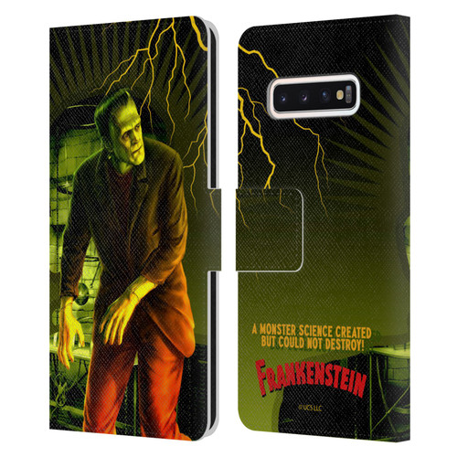 Universal Monsters Frankenstein Yellow Leather Book Wallet Case Cover For Samsung Galaxy S10