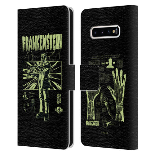 Universal Monsters Frankenstein Lightning Leather Book Wallet Case Cover For Samsung Galaxy S10+ / S10 Plus