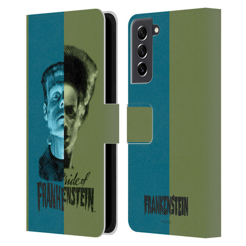 Universal Monsters Frankenstein Half Leather Book Wallet Case Cover For Samsung Galaxy S21 FE 5G