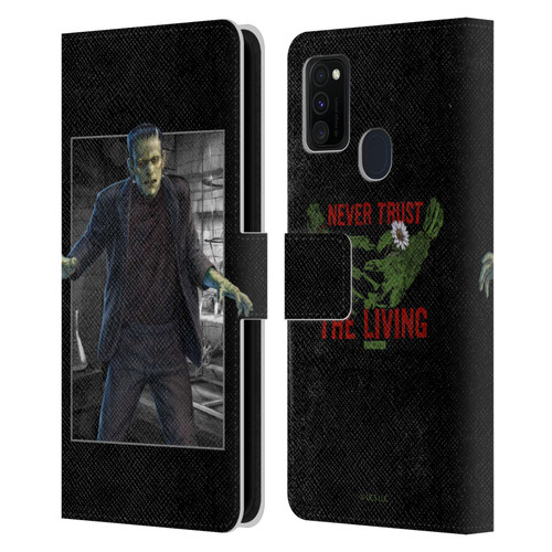 Universal Monsters Frankenstein Frame Leather Book Wallet Case Cover For Samsung Galaxy M30s (2019)/M21 (2020)