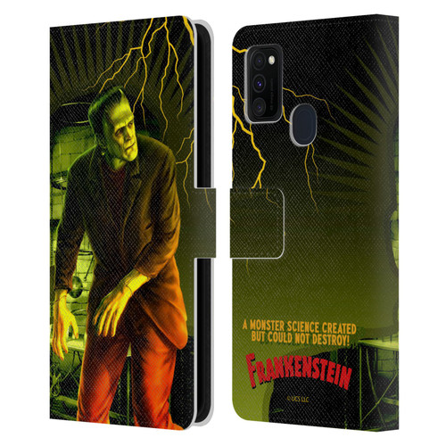 Universal Monsters Frankenstein Yellow Leather Book Wallet Case Cover For Samsung Galaxy M30s (2019)/M21 (2020)