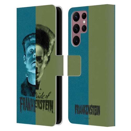 Universal Monsters Frankenstein Half Leather Book Wallet Case Cover For Samsung Galaxy S22 Ultra 5G