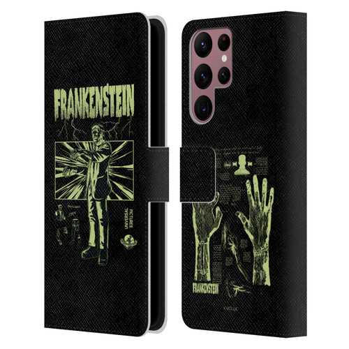 Universal Monsters Frankenstein Lightning Leather Book Wallet Case Cover For Samsung Galaxy S22 Ultra 5G