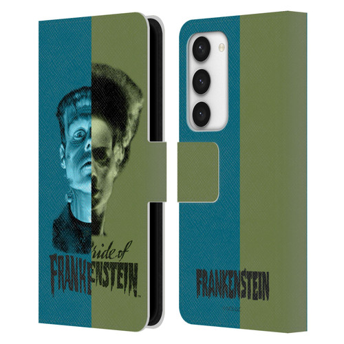 Universal Monsters Frankenstein Half Leather Book Wallet Case Cover For Samsung Galaxy S23 5G