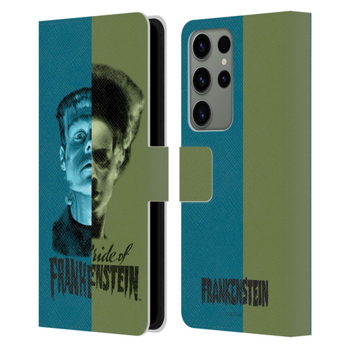 Universal Monsters Frankenstein Half Leather Book Wallet Case Cover For Samsung Galaxy S23 Ultra 5G