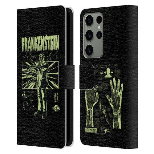 Universal Monsters Frankenstein Lightning Leather Book Wallet Case Cover For Samsung Galaxy S23 Ultra 5G