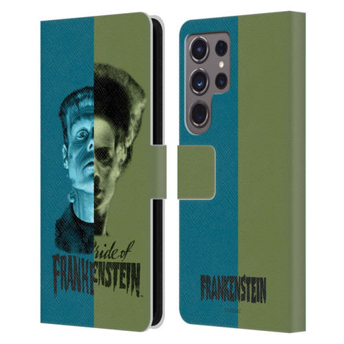 Universal Monsters Frankenstein Half Leather Book Wallet Case Cover For Samsung Galaxy S24 Ultra 5G