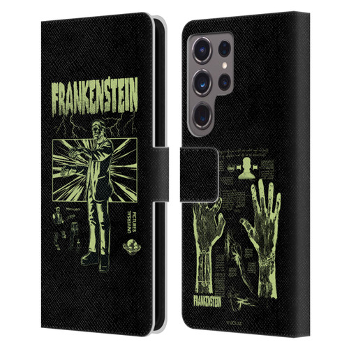 Universal Monsters Frankenstein Lightning Leather Book Wallet Case Cover For Samsung Galaxy S24 Ultra 5G