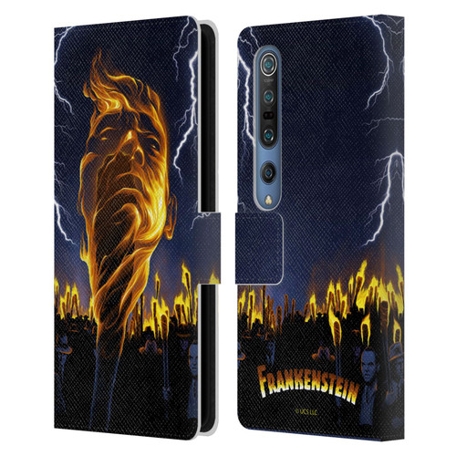 Universal Monsters Frankenstein Flame Leather Book Wallet Case Cover For Xiaomi Mi 10 5G / Mi 10 Pro 5G