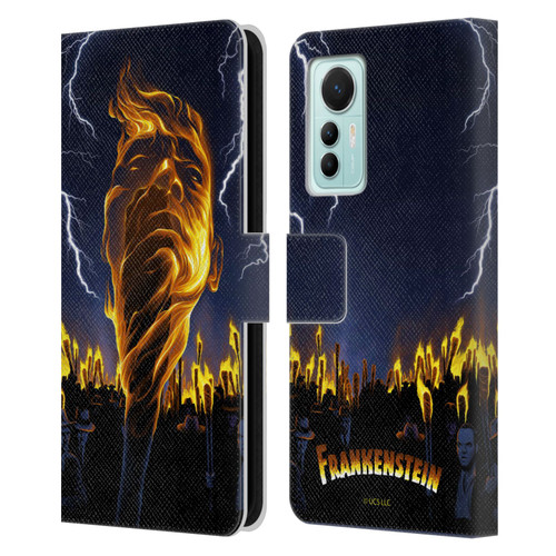 Universal Monsters Frankenstein Flame Leather Book Wallet Case Cover For Xiaomi 12 Lite