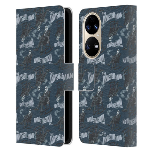 Universal Monsters The Invisible Man Pattern Blue Leather Book Wallet Case Cover For Huawei P50