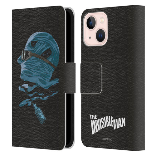 Universal Monsters The Invisible Man Blue Leather Book Wallet Case Cover For Apple iPhone 13 Mini