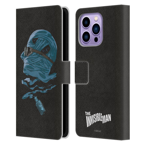 Universal Monsters The Invisible Man Blue Leather Book Wallet Case Cover For Apple iPhone 14 Pro Max