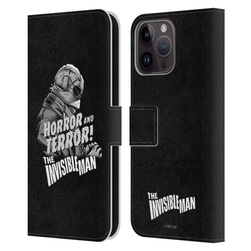 Universal Monsters The Invisible Man Horror And Terror Leather Book Wallet Case Cover For Apple iPhone 15 Pro Max