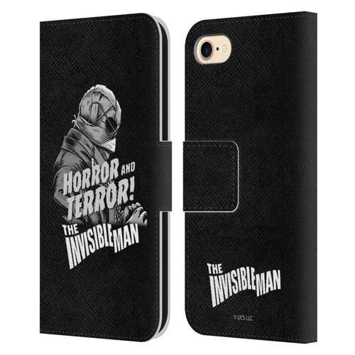 Universal Monsters The Invisible Man Horror And Terror Leather Book Wallet Case Cover For Apple iPhone 7 / 8 / SE 2020 & 2022