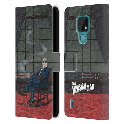 Universal Monsters The Invisible Man Key Art Leather Book Wallet Case Cover For Motorola Moto E7