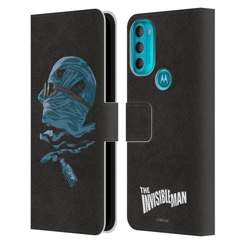 Universal Monsters The Invisible Man Blue Leather Book Wallet Case Cover For Motorola Moto G71 5G