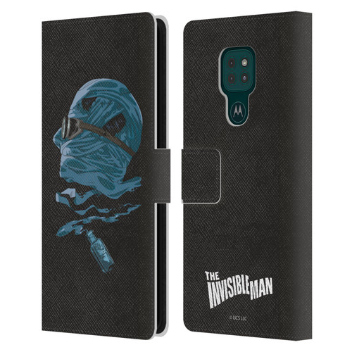 Universal Monsters The Invisible Man Blue Leather Book Wallet Case Cover For Motorola Moto G9 Play