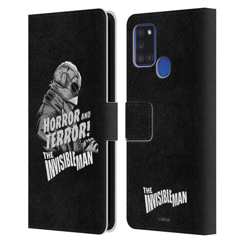 Universal Monsters The Invisible Man Horror And Terror Leather Book Wallet Case Cover For Samsung Galaxy A21s (2020)