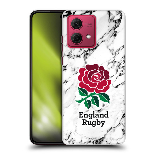 England Rugby Union Marble White Soft Gel Case for Motorola Moto G84 5G