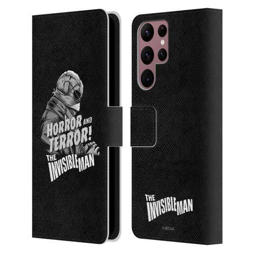 Universal Monsters The Invisible Man Horror And Terror Leather Book Wallet Case Cover For Samsung Galaxy S22 Ultra 5G