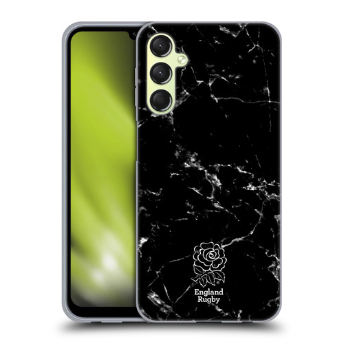 England Rugby Union Marble Black Soft Gel Case for Samsung Galaxy A24 4G / Galaxy M34 5G