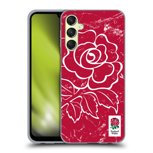 England Rugby Union Marble Red Soft Gel Case for Samsung Galaxy A24 4G / Galaxy M34 5G