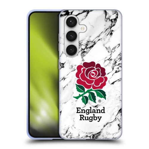 England Rugby Union Marble White Soft Gel Case for Samsung Galaxy S24 5G