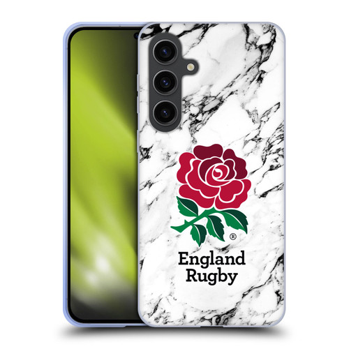 England Rugby Union Marble White Soft Gel Case for Samsung Galaxy S24+ 5G