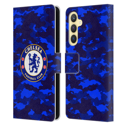 Chelsea Football Club Crest Camouflage Leather Book Wallet Case Cover For Samsung Galaxy S23 FE 5G