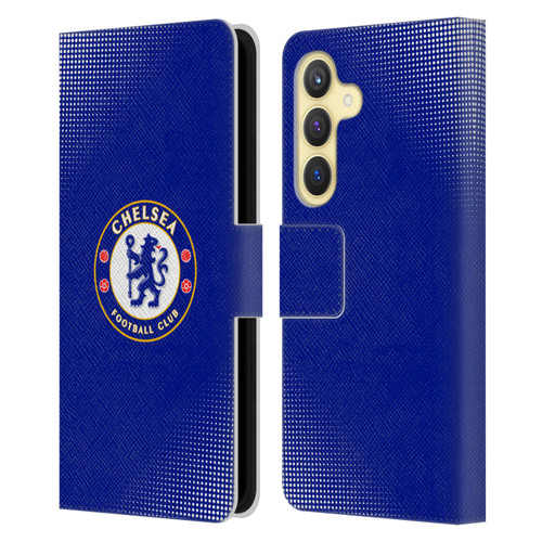 Chelsea Football Club Crest Halftone Leather Book Wallet Case Cover For Samsung Galaxy S24 5G