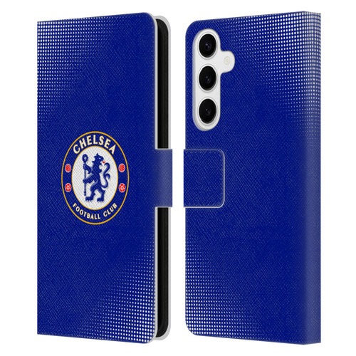Chelsea Football Club Crest Halftone Leather Book Wallet Case Cover For Samsung Galaxy S24+ 5G