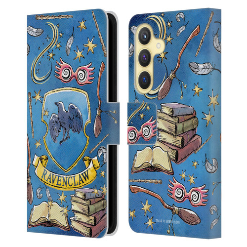 Harry Potter Deathly Hallows XIII Ravenclaw Pattern Leather Book Wallet Case Cover For Samsung Galaxy S24 5G