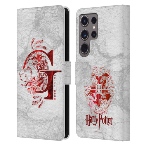 Harry Potter Deathly Hallows IX Gryffindor Aguamenti Leather Book Wallet Case Cover For Samsung Galaxy S24 Ultra 5G
