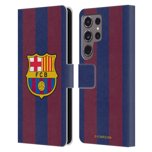 FC Barcelona 2023/24 Crest Kit Home Leather Book Wallet Case Cover For Samsung Galaxy S24 Ultra 5G