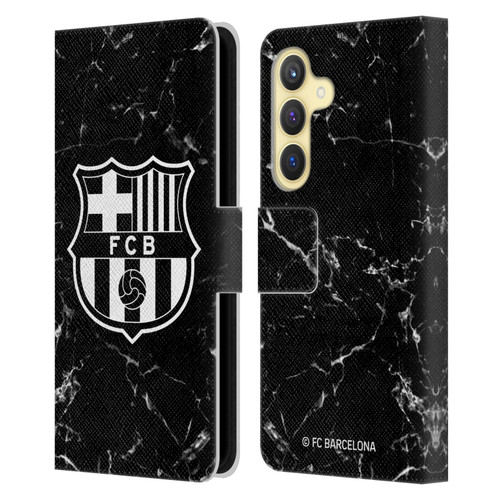 FC Barcelona Crest Patterns Black Marble Leather Book Wallet Case Cover For Samsung Galaxy S24 5G