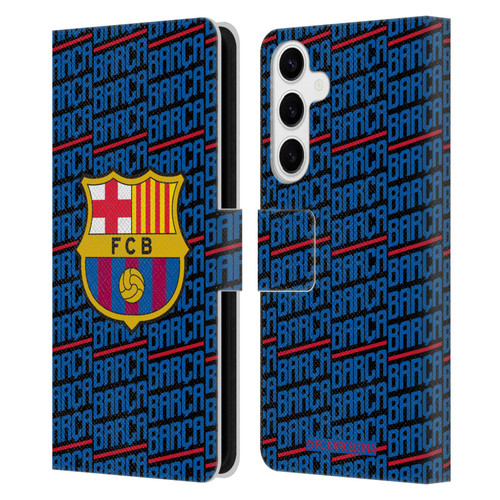 FC Barcelona Crest Patterns Barca Leather Book Wallet Case Cover For Samsung Galaxy S24+ 5G