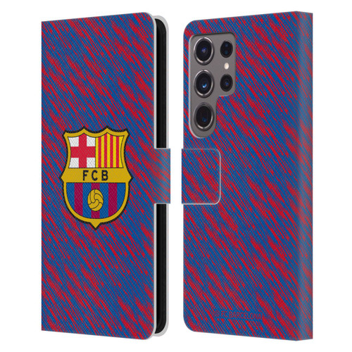 FC Barcelona Crest Patterns Glitch Leather Book Wallet Case Cover For Samsung Galaxy S24 Ultra 5G