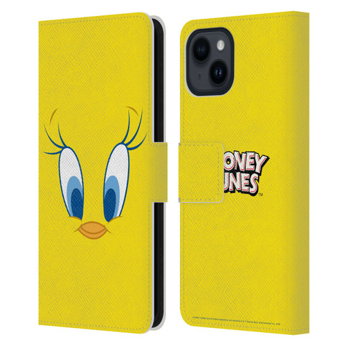 Looney Tunes Full Face Tweety Leather Book Wallet Case Cover For Apple iPhone 15