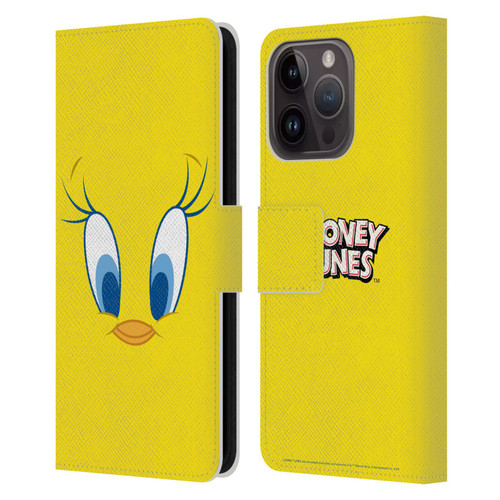 Looney Tunes Full Face Tweety Leather Book Wallet Case Cover For Apple iPhone 15 Pro