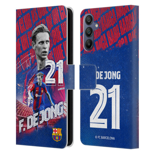 FC Barcelona 2023/24 First Team Frenkie de Jong Leather Book Wallet Case Cover For Samsung Galaxy A15