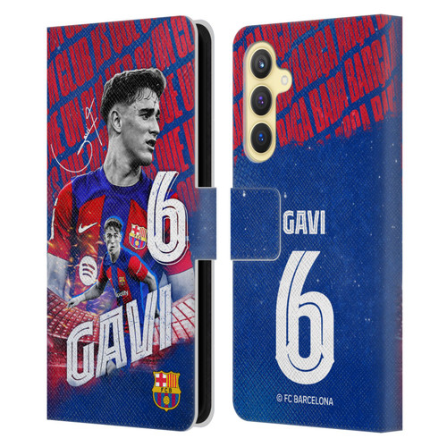 FC Barcelona 2023/24 First Team Gavi Leather Book Wallet Case Cover For Samsung Galaxy S23 FE 5G