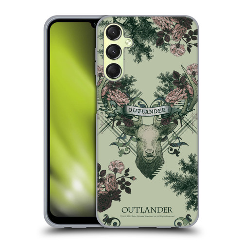 Outlander Composed Graphics Floral Deer Soft Gel Case for Samsung Galaxy A24 4G / M34 5G