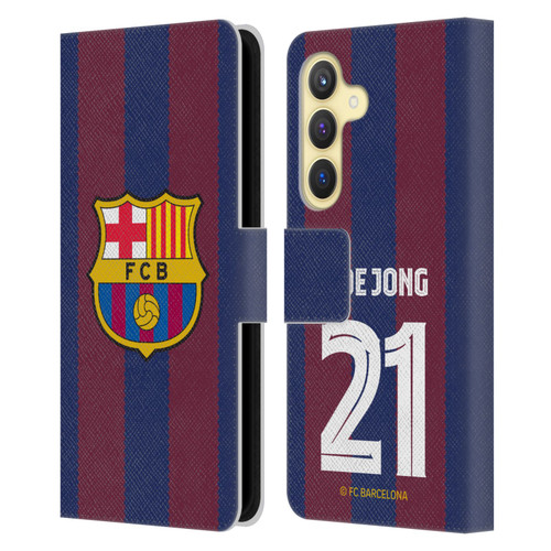 FC Barcelona 2023/24 Players Home Kit Frenkie de Jong Leather Book Wallet Case Cover For Samsung Galaxy S24 5G