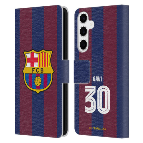 FC Barcelona 2023/24 Players Home Kit Gavi Leather Book Wallet Case Cover For Samsung Galaxy S24+ 5G