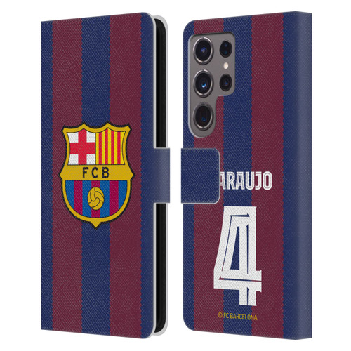 FC Barcelona 2023/24 Players Home Kit Ronald Araújo Leather Book Wallet Case Cover For Samsung Galaxy S24 Ultra 5G