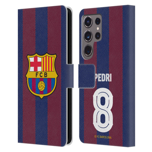 FC Barcelona 2023/24 Players Home Kit Pedri Leather Book Wallet Case Cover For Samsung Galaxy S24 Ultra 5G