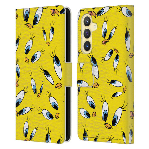 Looney Tunes Patterns Tweety Leather Book Wallet Case Cover For Samsung Galaxy S23 FE 5G