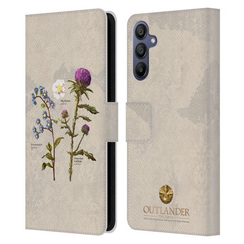 Outlander Graphics Flowers Leather Book Wallet Case Cover For Samsung Galaxy A15