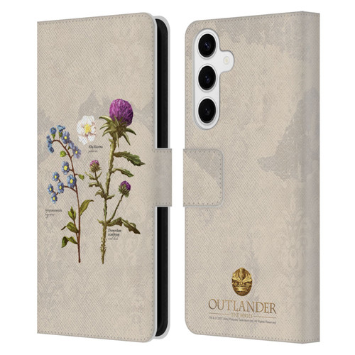 Outlander Graphics Flowers Leather Book Wallet Case Cover For Samsung Galaxy S24+ 5G